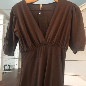 Brown Dress with puffy sleeves